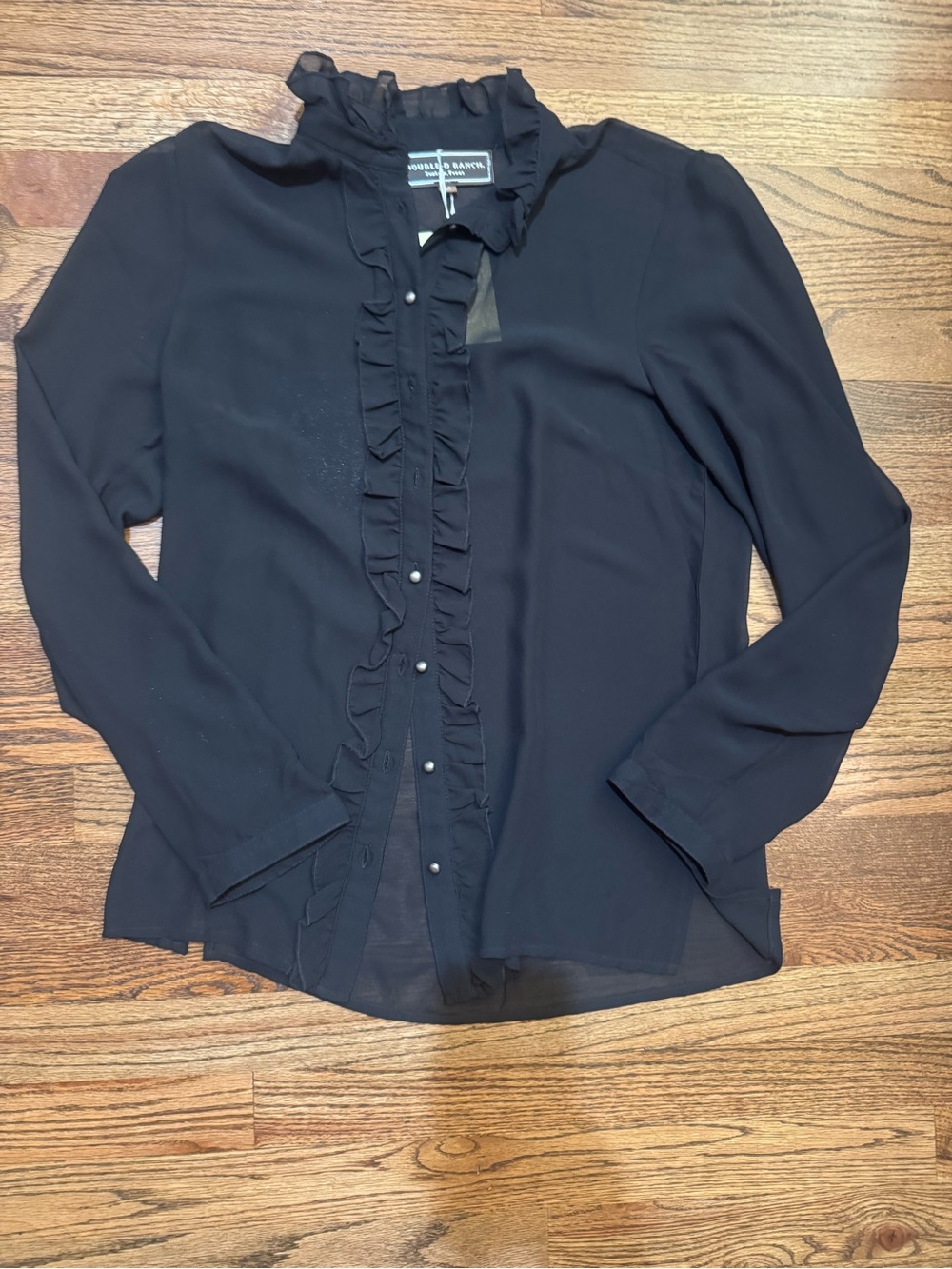 Double D Ranch Ruffled Button-Front Women’s Blouse - Black